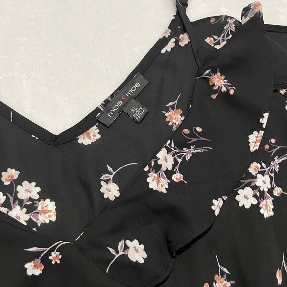 Y2k Moa Moa Black Off Shoulder Black Ruffle Peplum Off Shoulder Blouse XL - Picture 2 of 5